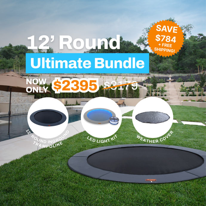 Ultimate Bundle Sale! 12' Round Pro-Line In-ground Trampoline + LED Lights + Cover