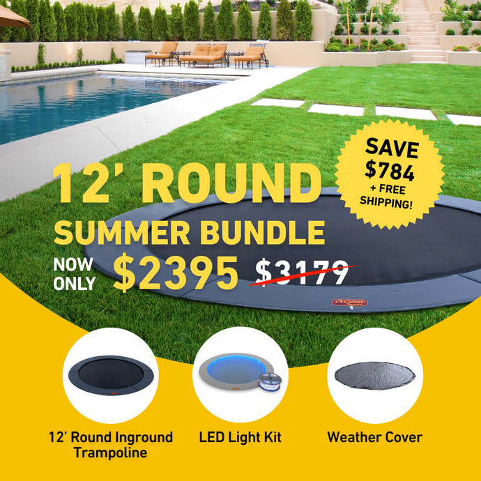 Summer Bundle Sale! 12' Round Pro-Line In-ground Trampoline + LED Lights + Cover