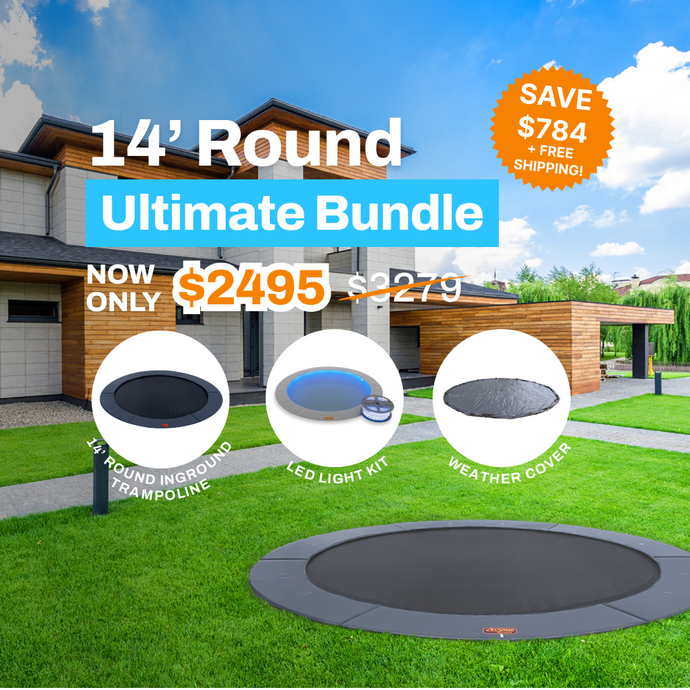 Ultimate Bundle Sale! 14' Round Pro-Line In-ground Trampoline + LED Lights + Cover