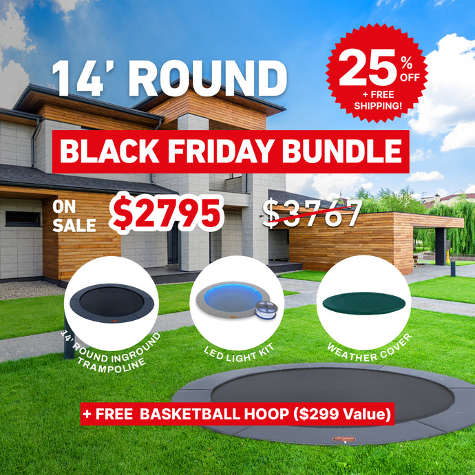 Black Friday Bundle! 14' Round Pro-Line In-ground Trampoline + LED Lights + Cover