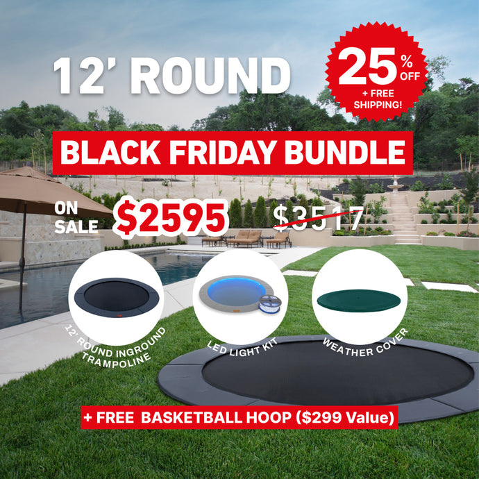 Black Friday Bundle! 12' Round Pro-Line In-ground Trampoline + LED Lights + Cover