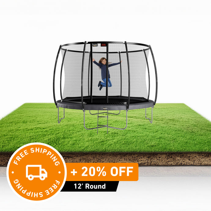 12' Trampoline Round Pro-Line Avyna Above Ground With Enclosure