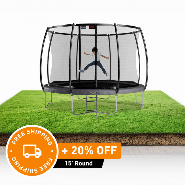 15' Trampoline Round Pro-Line Avyna Above Ground With Enclosure