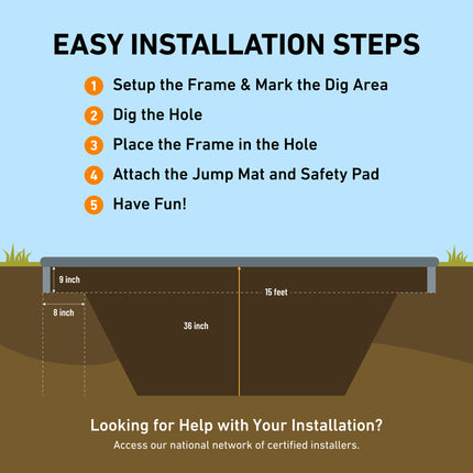 15x15' Square Pro-Line MAX Avyna In-Ground Trampoline