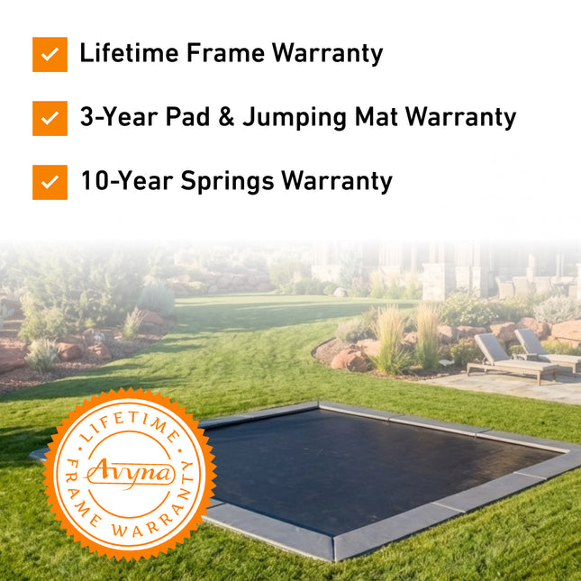 Spring Bundle! 15x15' Square Pro-Line MAX Avyna In-Ground Trampoline + LED + Cover