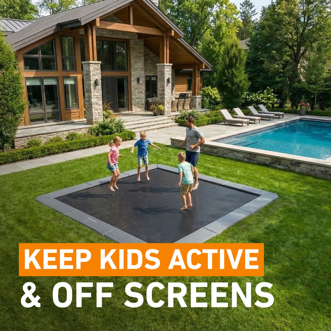 Spring Bundle! 15x15' Square Pro-Line MAX Avyna In-Ground Trampoline + LED + Cover