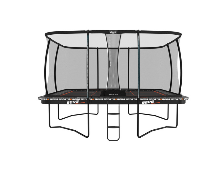 BERG Ultim Pro Bouncer 16.5'x16.5' Square Above Ground Trampoline + Safety Net DLX XL