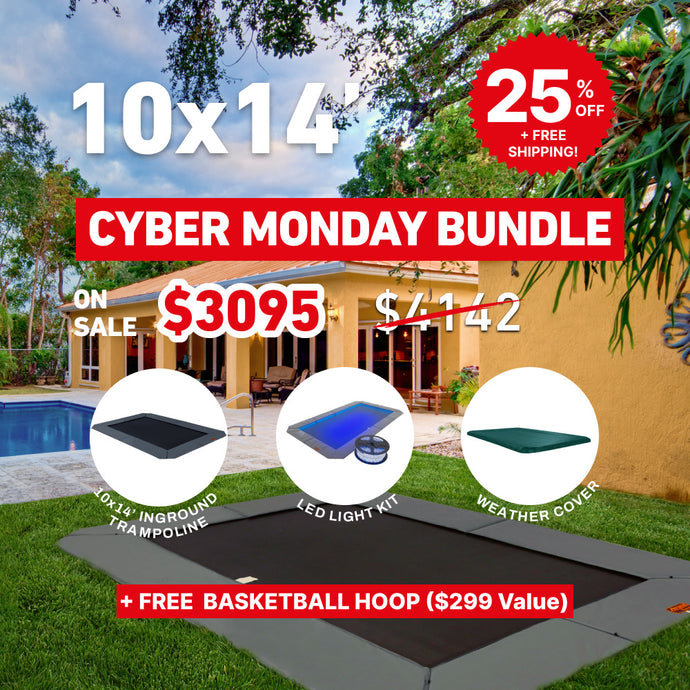 Black Friday Bundle! 10'x14' Rectangle Pro-Line In-ground Trampoline + LED Lights + Cover