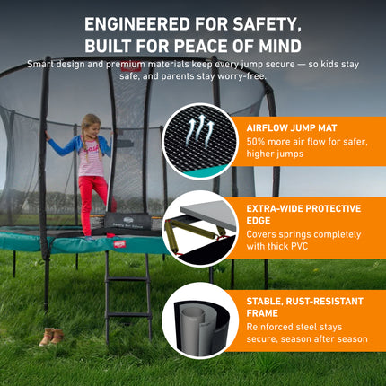 Clearance Sale! BERG Champion 11' Round Above Ground Trampoline + Safety Net Deluxe
