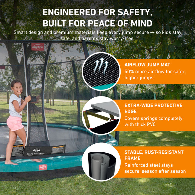 BERG Champion 14' Round Lo-ground Trampoline with Safety Enclosure