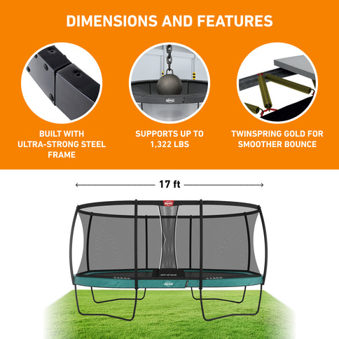 BERG Grand Champion 17' Oval Above Ground Trampoline + Safety Net Deluxe