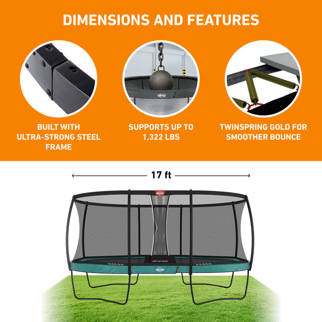 BERG Grand Champion 17' Oval Above Ground Trampoline + Safety Net Deluxe