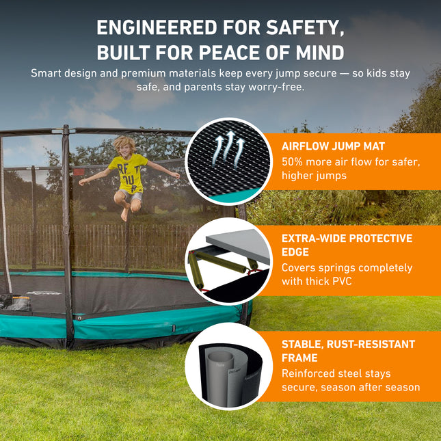 BERG Grand Champion 17' Oval Lo-Ground Trampoline with Enclosure