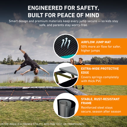 BERG Ultim Pro Bouncer 16.5'x16.5' Square In-Ground Trampoline