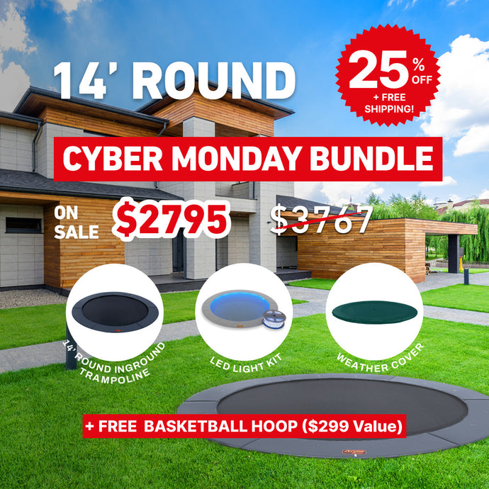 Black Friday Bundle! 14' Round Pro-Line In-ground Trampoline + LED Lights + Cover