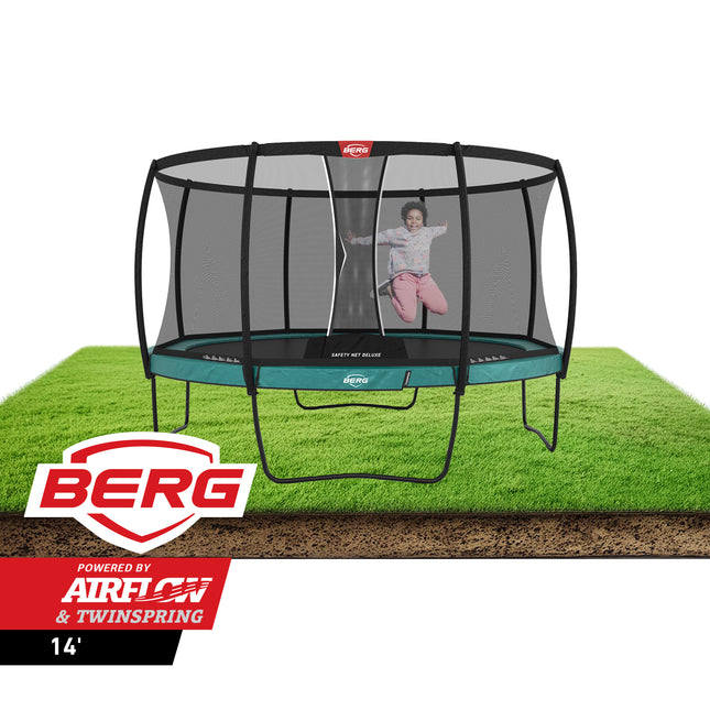 BERG Champion 14' Round Above Ground Trampoline + Safety Net Deluxe