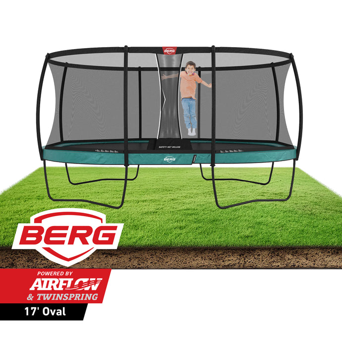 BERG Grand Champion 17' Oval Above Ground Trampoline + Safety Net Deluxe