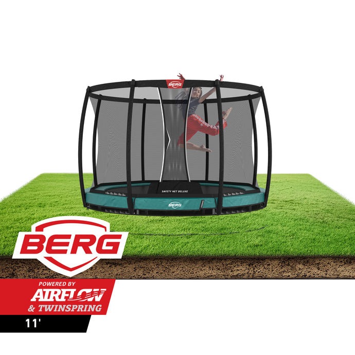 BERG Champion 11' Round Lo-Ground Trampoline with Safety Enclosure