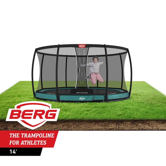 BERG Champion 14' Round Lo-ground Trampoline with Safety Enclosure