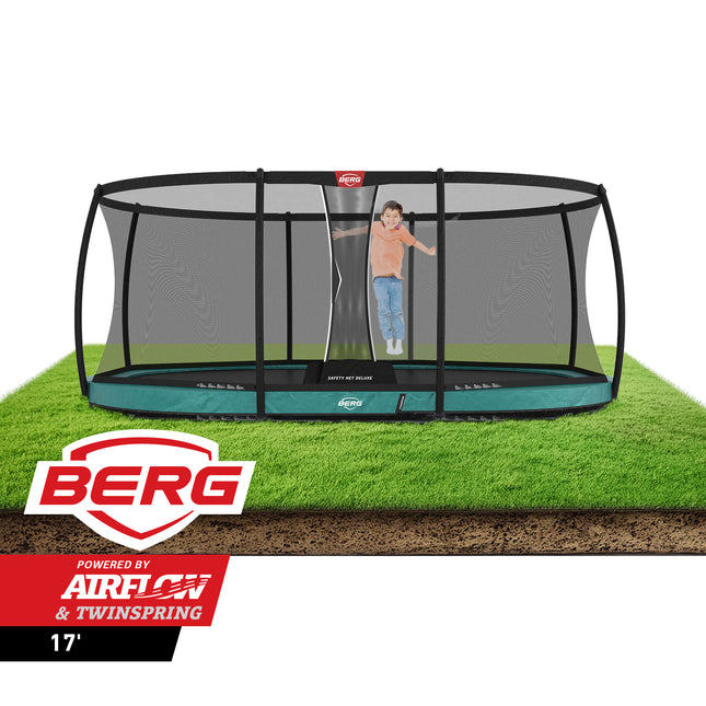 BERG Grand Champion 17' Oval Lo-Ground Trampoline with Enclosure