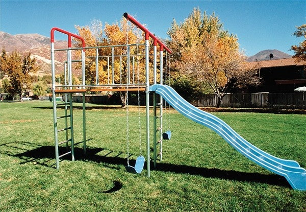 Swing set with trampoline attached best sale