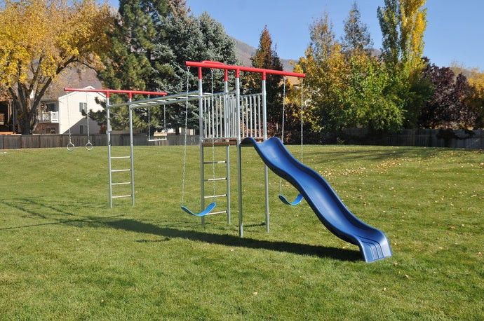 Monkey Bar T-Swing with 2' x 3' Deck and Fireman's Pole 